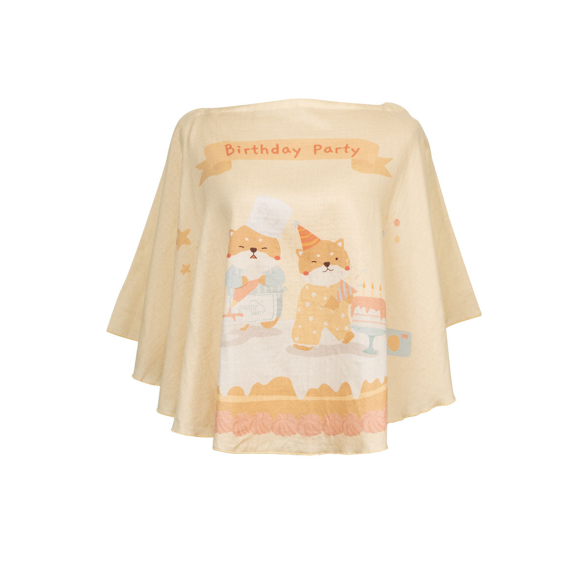 Granny Ben Birthday Party Collection Tencel™ Muslin Pocket Poncho ผ้าคลุมให้นมพับเก็บได้ในตัว