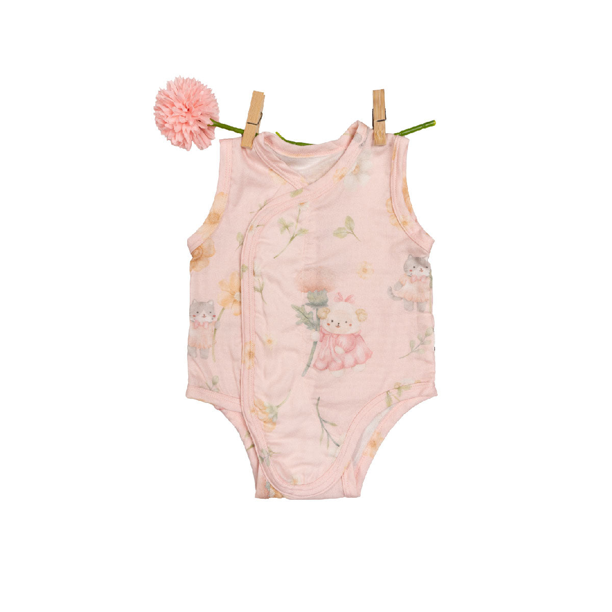 Granny Ben Tencel™ Snap and Sleep Bodysuit Floral Daydream ชุดเด็กอ่อนแขนกุดใยเทนเซล