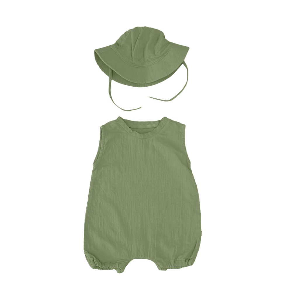 Saeson Tencel™ Basic Jumpsuit Set ชุดจั๊มสูทแขนกุด + หมวก