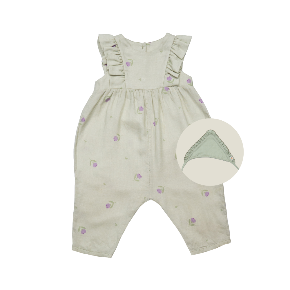 Saeson Tencel™ The Little Charmer Jumpsuit & Ruffle Headband เซ็ตลิตเติ้ลชาร์มเมอร์จั๊มสูท + ผ้าคาดผมรัฟเฟิล